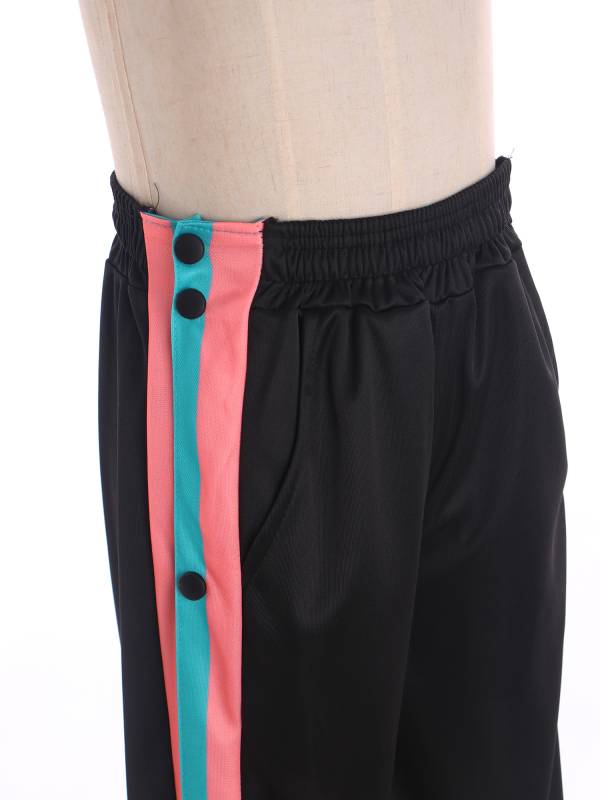 Kids Boys Side Slit Buttons Color Block Sweatpants for Sports thumb