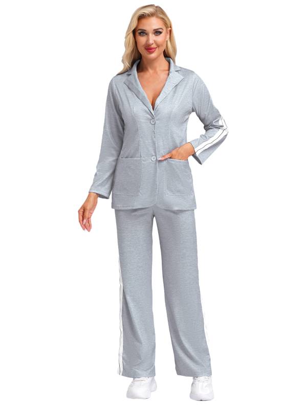 Women 2pcs Lapel Buttoned Blazer and Pants Formal Suit for Party Work thumb
