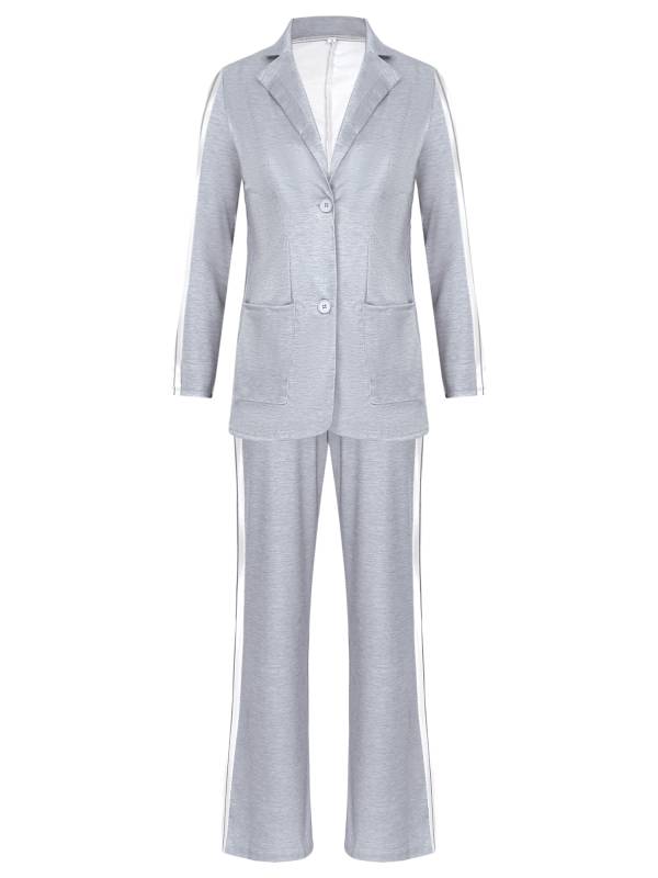 Women 2pcs Lapel Buttoned Blazer and Pants Formal Suit for Party Work thumb