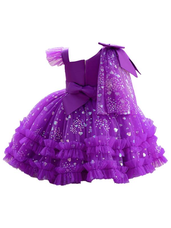 Toddler Girls Sleeveless Bowknot Ruffled Tutu Mesh Ball Gown for Birthday Party thumb