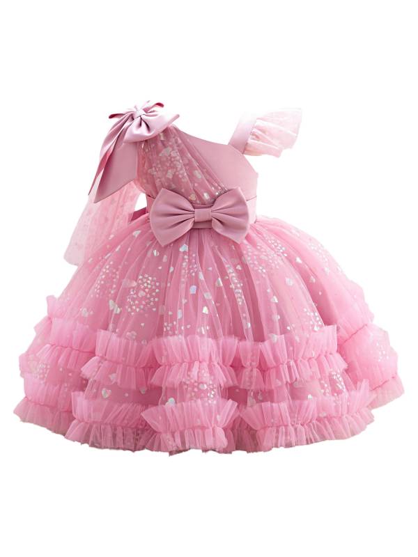 Toddler Girls Sleeveless Bowknot Ruffled Tutu Mesh Ball Gown for Birthday Party thumb