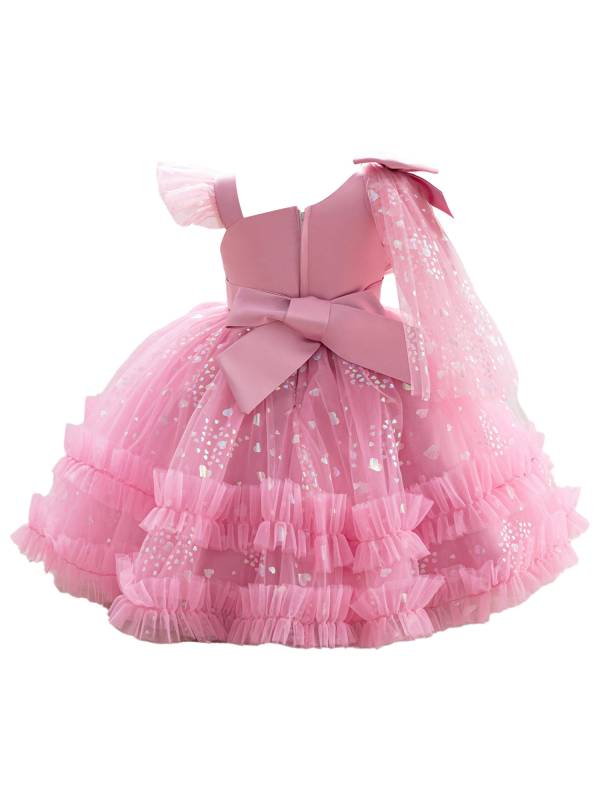 Toddler Girls Sleeveless Bowknot Ruffled Tutu Mesh Ball Gown for Birthday Party thumb