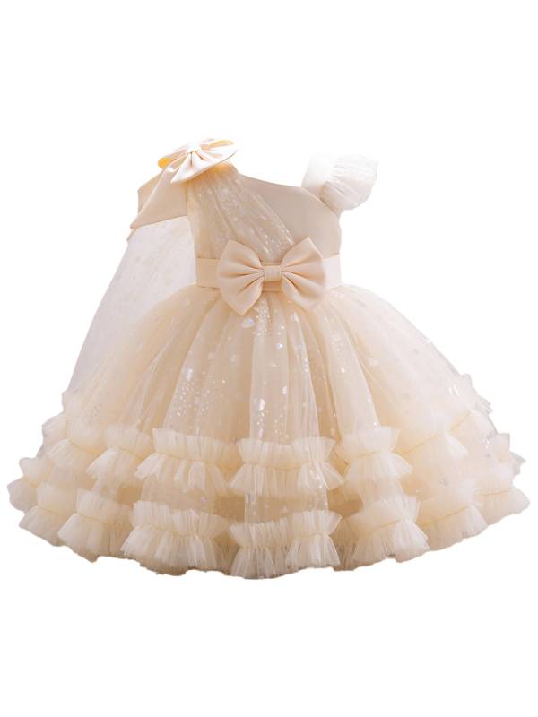 Toddler Girls Sleeveless Bowknot Ruffled Tutu Mesh Ball Gown for Birthday Party thumb