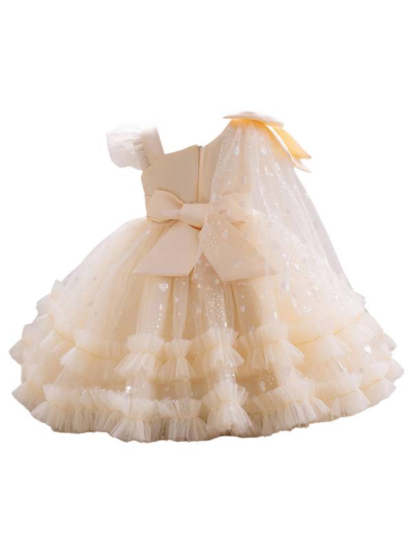 Toddler Girls Sleeveless Bowknot Ruffled Tutu Mesh Ball Gown for Birthday Party thumb
