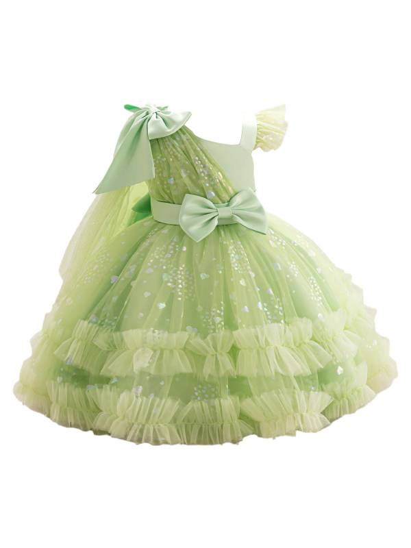 Toddler Girls Sleeveless Bowknot Ruffled Tutu Mesh Ball Gown for Birthday Party thumb