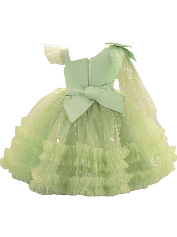 Toddler Girls Sleeveless Bowknot Ruffled Tutu Mesh Ball Gown for Birthday Party thumb
