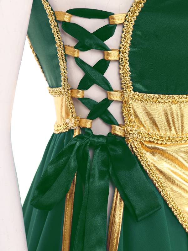 Women Metallic Sides Split Lace-up Tunic Asymmetrical Liturgical Dance Dress thumb
