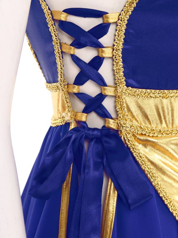 Women Metallic Sides Split Lace-up Tunic Asymmetrical Liturgical Dance Dress thumb
