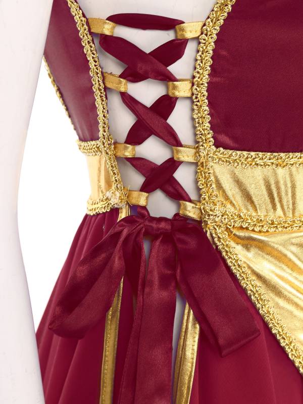 Women Metallic Sides Split Lace-up Tunic Asymmetrical Liturgical Dance Dress thumb