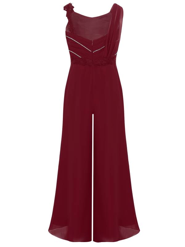 Girls Sleeveless Lace Ruffled Chiffon High Waist Jumpsuit for Party thumb