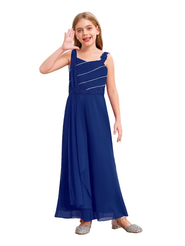 Girls Sleeveless Lace Ruffled Chiffon High Waist Jumpsuit for Party thumb