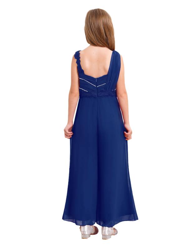 Girls Sleeveless Lace Ruffled Chiffon High Waist Jumpsuit for Party thumb