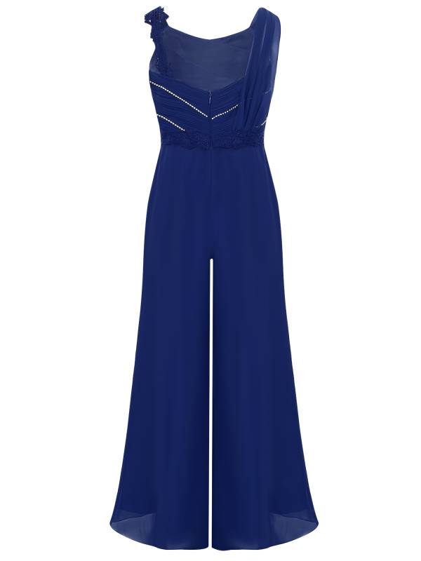 Girls Sleeveless Lace Ruffled Chiffon High Waist Jumpsuit for Party thumb