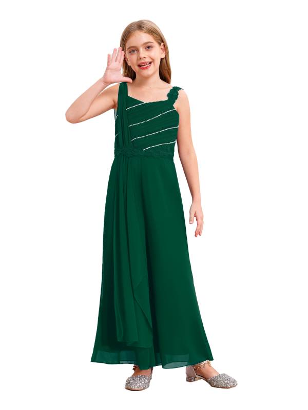 Girls Sleeveless Lace Ruffled Chiffon High Waist Jumpsuit for Party thumb