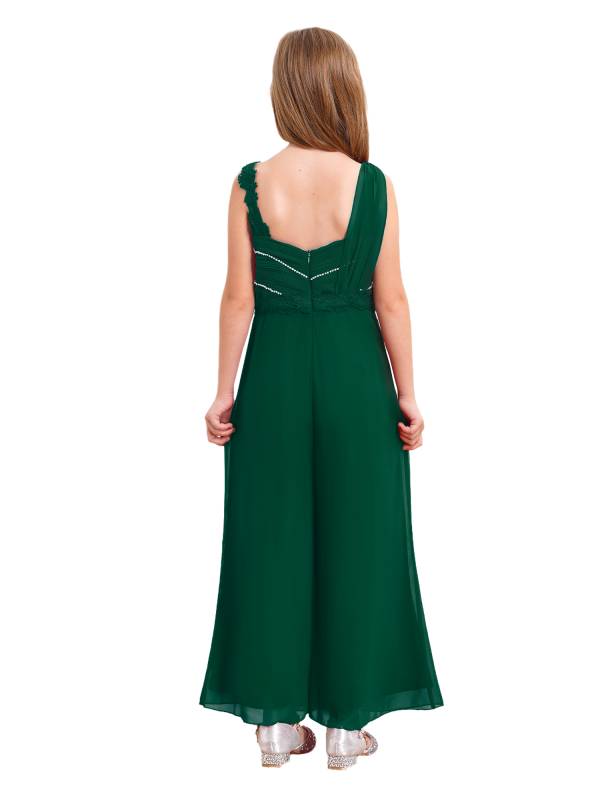 Girls Sleeveless Lace Ruffled Chiffon High Waist Jumpsuit for Party thumb
