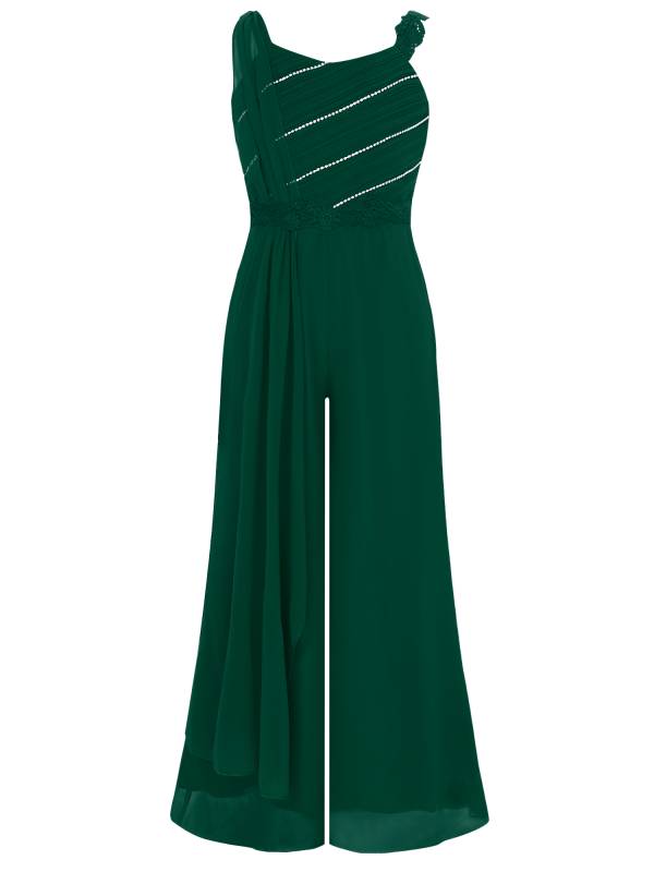 Girls Sleeveless Lace Ruffled Chiffon High Waist Jumpsuit for Party thumb