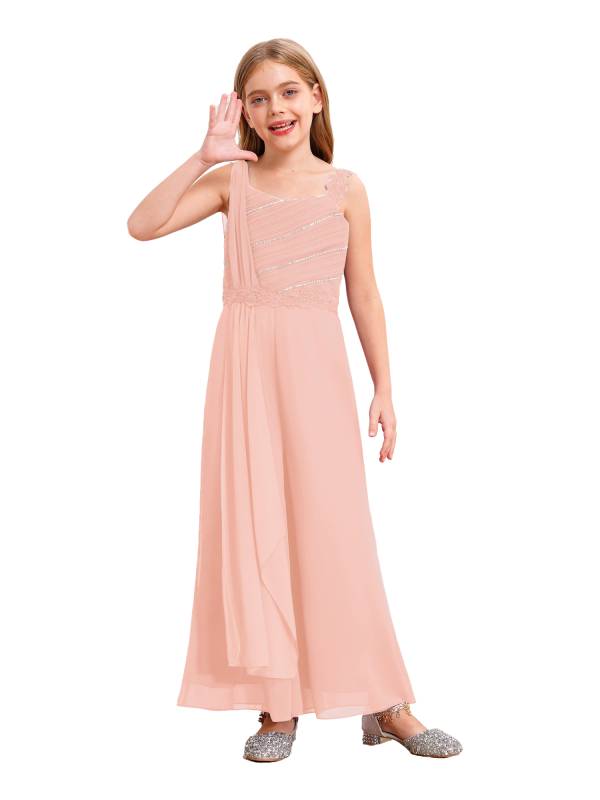 Girls Sleeveless Lace Ruffled Chiffon High Waist Jumpsuit for Party thumb