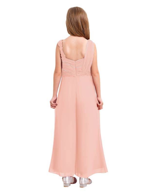 Girls Sleeveless Lace Ruffled Chiffon High Waist Jumpsuit for Party thumb