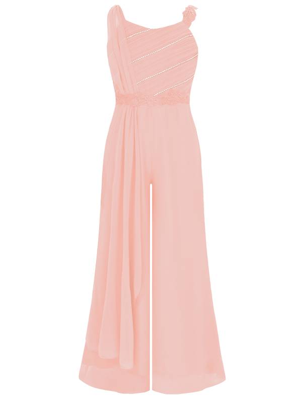 Girls Sleeveless Lace Ruffled Chiffon High Waist Jumpsuit for Party thumb
