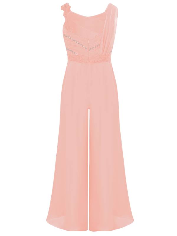 Girls Sleeveless Lace Ruffled Chiffon High Waist Jumpsuit for Party thumb