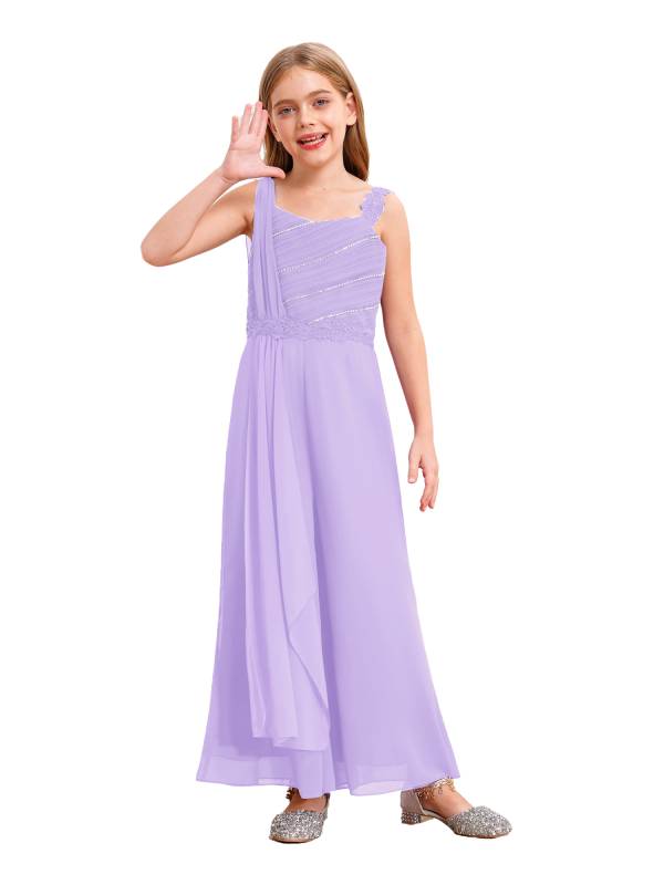 Girls Sleeveless Lace Ruffled Chiffon High Waist Jumpsuit for Party thumb