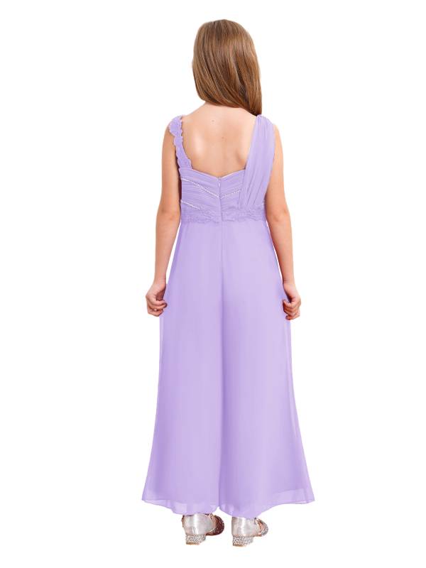 Girls Sleeveless Lace Ruffled Chiffon High Waist Jumpsuit for Party thumb