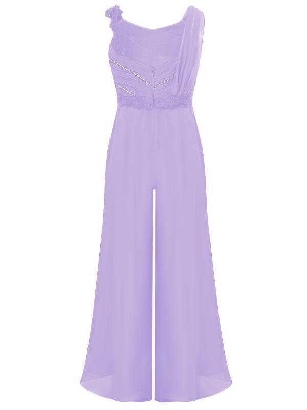 Girls Sleeveless Lace Ruffled Chiffon High Waist Jumpsuit for Party thumb