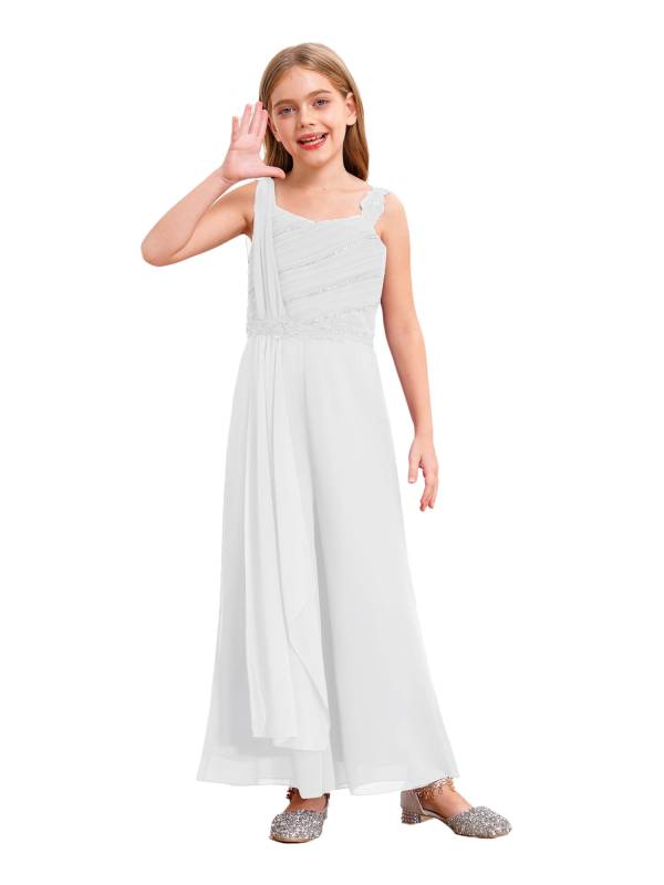 Girls Sleeveless Lace Ruffled Chiffon High Waist Jumpsuit for Party thumb