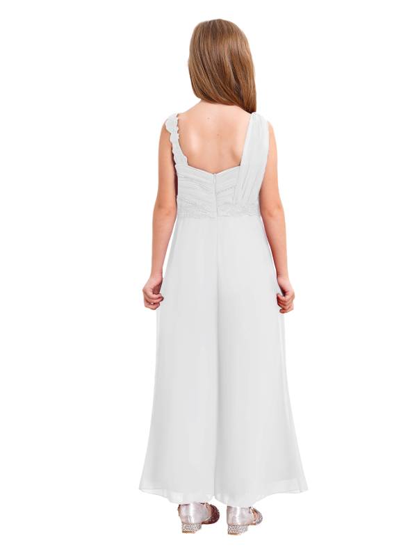 Girls Sleeveless Lace Ruffled Chiffon High Waist Jumpsuit for Party thumb
