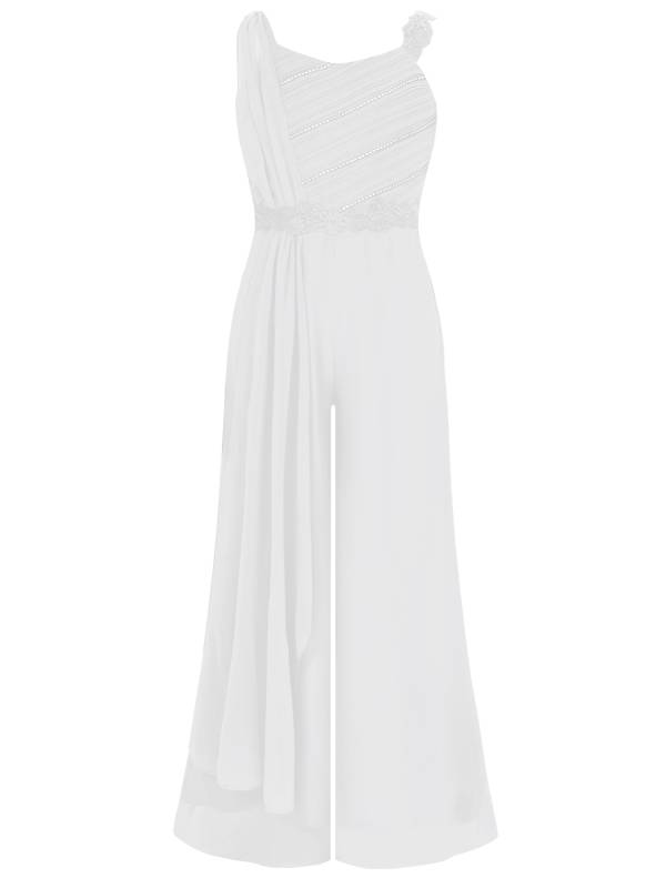 Girls Sleeveless Lace Ruffled Chiffon High Waist Jumpsuit for Party thumb