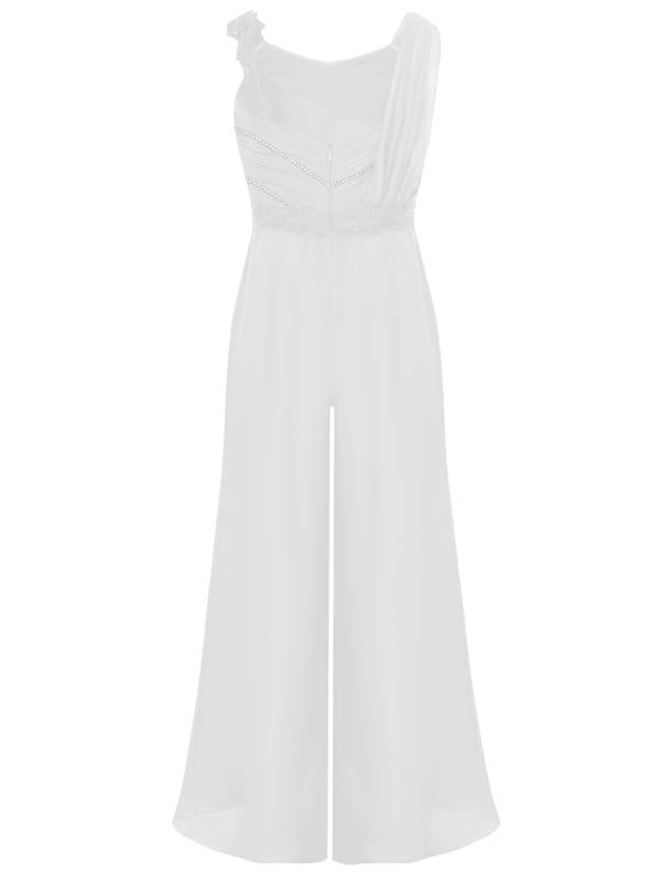 Girls Sleeveless Lace Ruffled Chiffon High Waist Jumpsuit for Party thumb