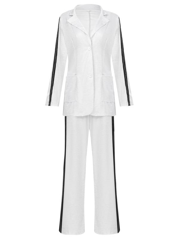 Women 2pcs Lapel Buttoned Blazer and Pants Formal Suit for Party Work thumb