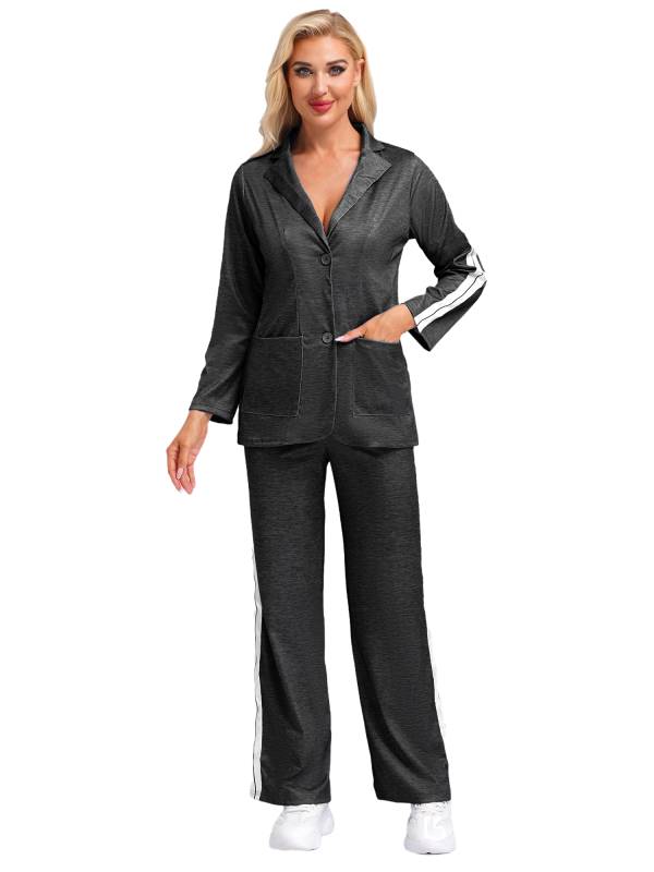Women 2pcs Lapel Buttoned Blazer and Pants Formal Suit for Party Work thumb