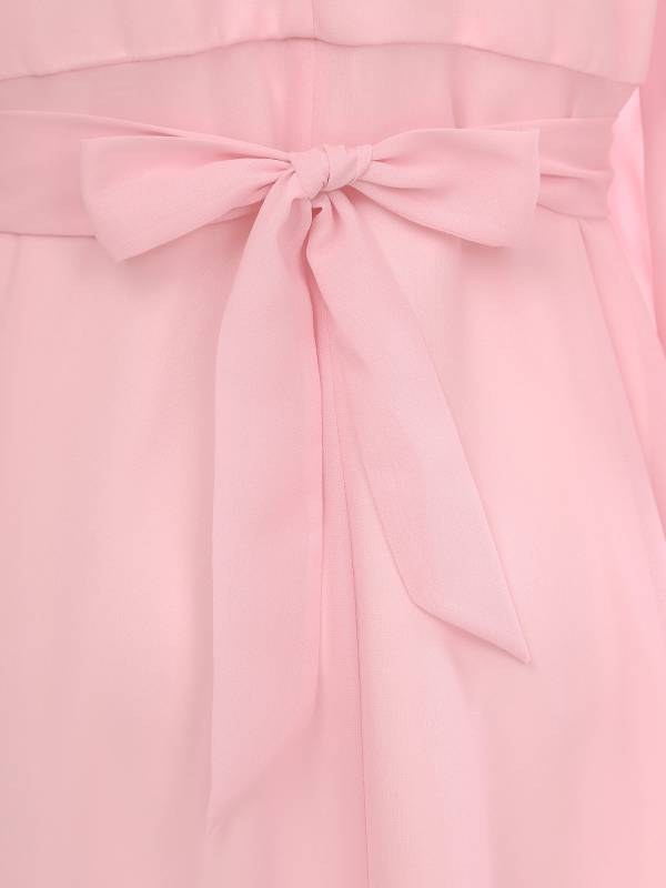 Girls Halter Neck Off-shoulder Long Sleeve Ruffled Hi-Lo Dress For Party thumb