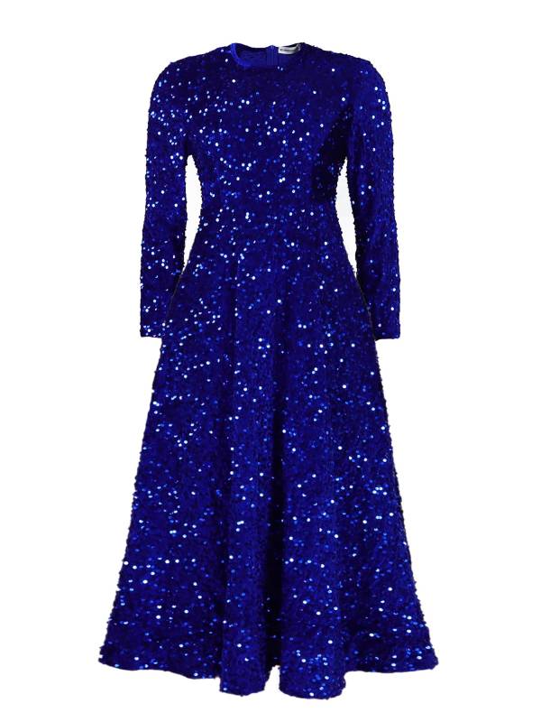 Women Long Sleeve Round Neck Sequin A-line Dress for Cocktail thumb