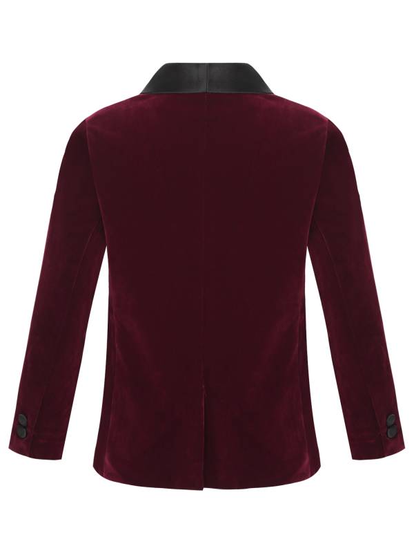 Kids Boys Long Sleeve Lapel Velvet Blazer for Formal Occasions thumb