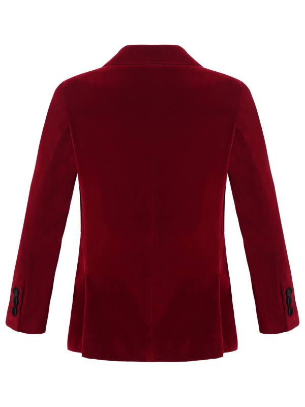 Kids Boys Long Sleeve Lapel Velvet Gentleman Formal Blazer thumb