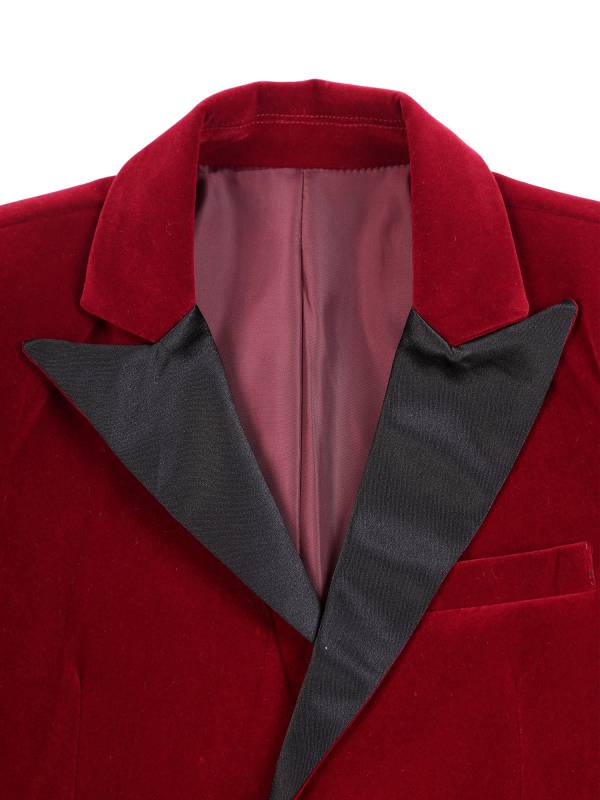 Kids Boys Long Sleeve Lapel Velvet Gentleman Formal Blazer thumb