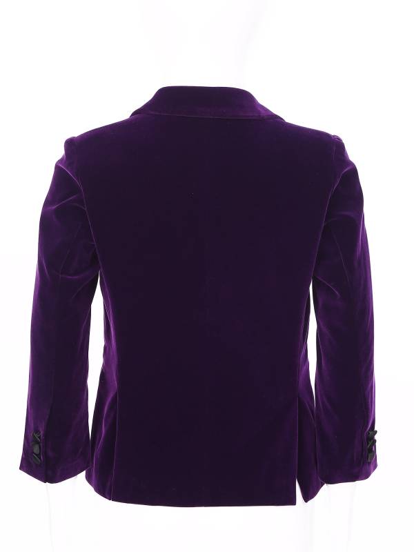 Kids Boys Long Sleeve Lapel Velvet Gentleman Formal Blazer thumb