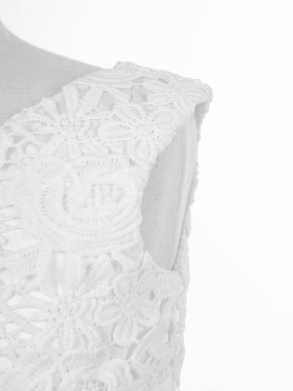 Girls V-neck Sleeveless Bowknot Floral Embroidery Calf Length Dress for Prom thumb