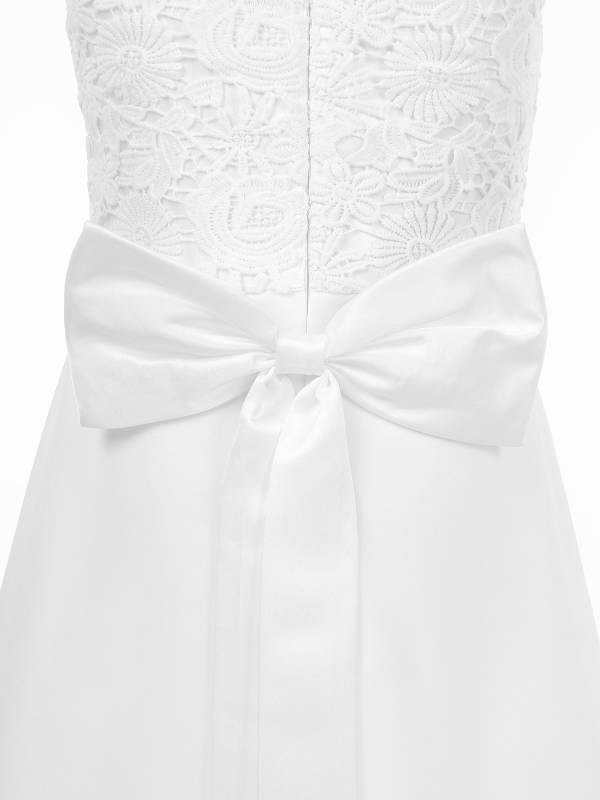 Girls V-neck Sleeveless Bowknot Floral Embroidery Calf Length Dress for Prom thumb