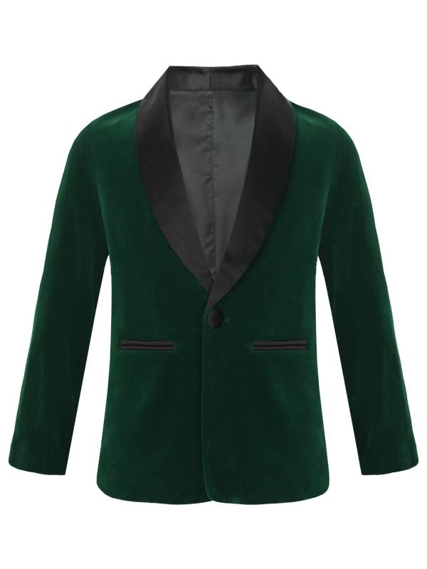 Kids Boys Long Sleeve Lapel Velvet Blazer for Formal Occasions thumb