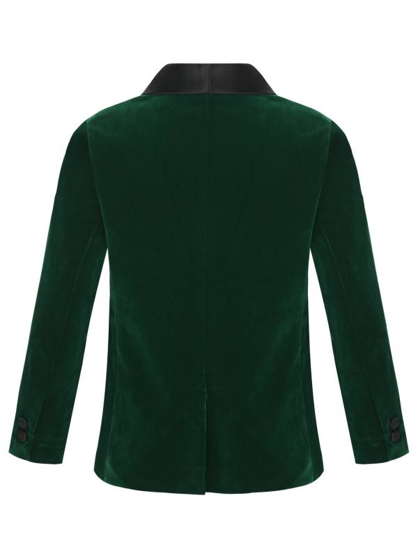 Kids Boys Long Sleeve Lapel Velvet Blazer for Formal Occasions thumb