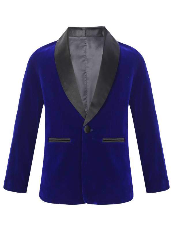 Kids Boys Long Sleeve Lapel Velvet Blazer for Formal Occasions thumb