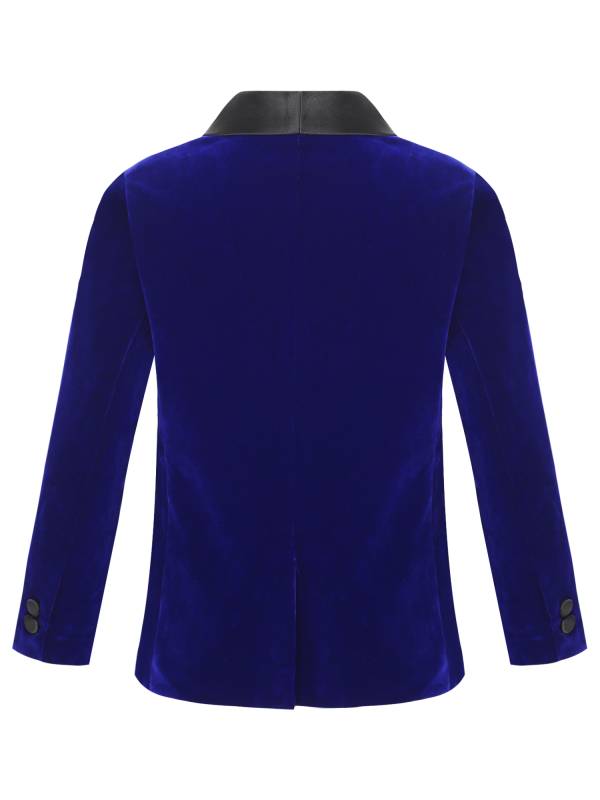 Kids Boys Long Sleeve Lapel Velvet Blazer for Formal Occasions thumb