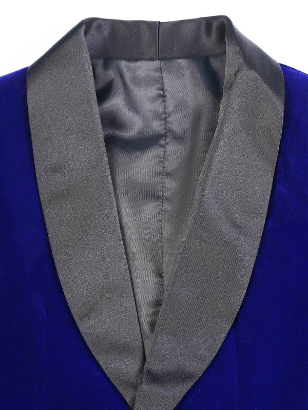 Kids Boys Long Sleeve Lapel Velvet Blazer for Formal Occasions thumb
