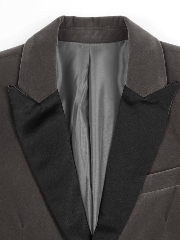 Kids Boys Long Sleeve Lapel Velvet Gentleman Formal Blazer thumb