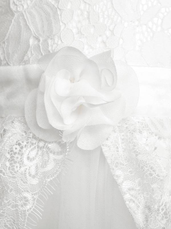Girls Lace Hallowed Sleeves Hi-Low Tulle Dress for Flower Girls thumb