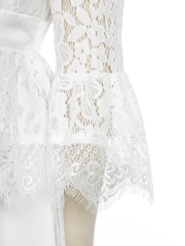 Girls Lace Hallowed Sleeves Hi-Low Tulle Dress for Flower Girls thumb