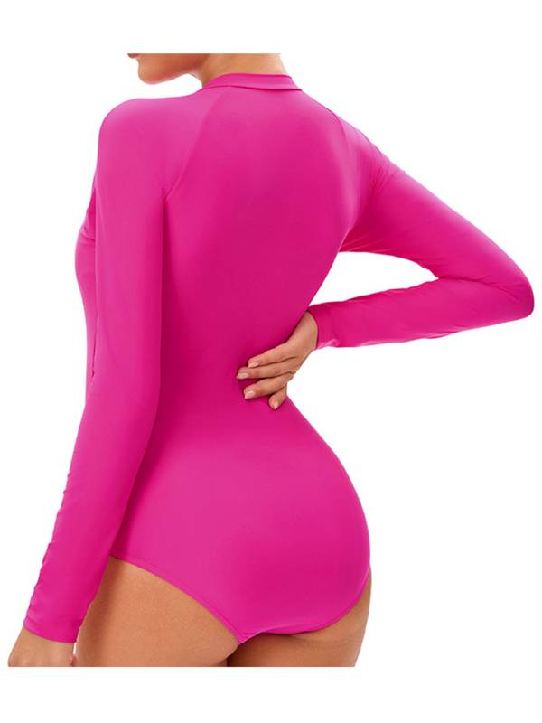 Women Long Sleeve Front Zipper Wetsuit One Piece Athletic Swimsuit thumb
